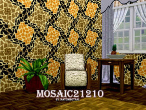 Sims 3 — Mosaic21210 by matomibotaki — Pattern in dark brown, orange and light yellow, 3 channel, to find under