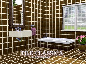 Sims 3 — Tile-Classica by matomibotaki — Pattern in beige, dark brown and light yellow, 3 channel, to find under