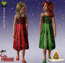 Sims 3 — Holiday Dresses for Toddler by RedCat — 1 Recolorable Pallet. 2 Styles. Game Mesh. Holiday Dresses for Toddler ~