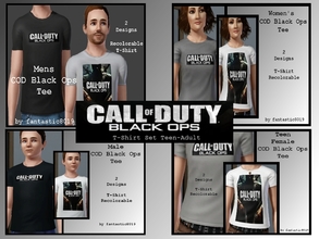 Sims 3 — COD Black Ops T-Shirt Set by fantasticSims — COD Black Ops T-Shirt Set. Set consists of 2 different designs for