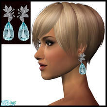 Sims 2 — Butterfly by SimDetails — Diamond earrings with aquamarine drop.