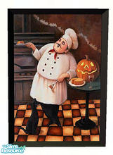 Sims 2 — Halloween - Chef I Painting by Simtrish — Recolor of the \"Lady in Red\" painting from the basegame.