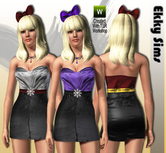 Sims 3 — Christmas Satin Dress by Ekky_Sims — Necklace by The Sims 3 Late Night