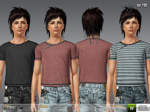 Sims 3 — Ekinege - Y Neck T-Shirt (Teen) - S41 by ekinege — 