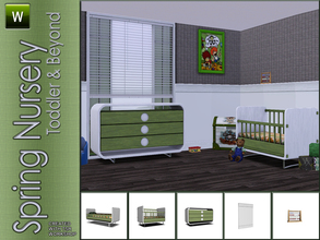 Sims 3 — Spring Nursery by Angela — Small Kidsroom in white/ green and orange tones. Set contains: Juniorbed, Crib,