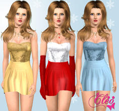 Sims 3 — Christmas Wishes Dress by Cleotopia — Notes: - 2 recolorable pannels - base game mesh - Appears in everyday and