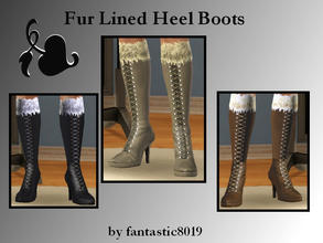Sims 3 — Fur Lined Heel Boots by fantasticSims — Stylish fur lined lace up boots. Boots and fur are recolorable. Includes