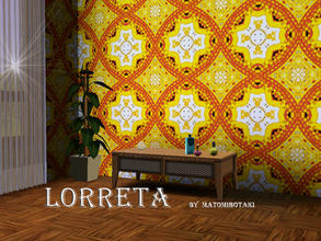 Sims 3 — Loretta by matomibotaki — Tile Pattern in red, yellow and light grey, 3 channel, to find under Tile/Mosaic.