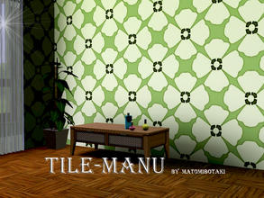 Sims 3 — Tile-Manu by matomibotaki — Pattern in orange, green and light yellow , 3 channel, to find under Tile/Mosaic.