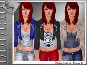 Sims 3 — ~Studded jacket with ripped top~  by Icia23 — Hi! Well as you can see, this it's my first late night based mesh
