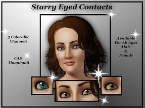 Sims 3 — Starry Eyed Contacts by fantasticSims — Contacts with a star shape in the Iris. There are 3 colorable areas.