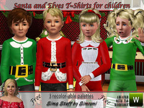 Sims 3 — FREE*Santa and Elf T-shirts for Children by simromi — Your child sim will enjoy these festive t-shirts.T-shirts