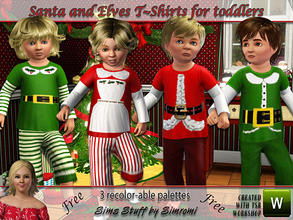 Sims 3 — FREE*Santa and Elf T-shirts for Toddlers by simromi — Your toddler sim will enjoy these festive