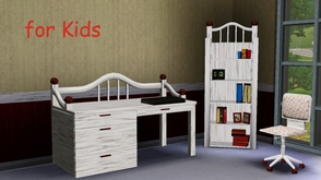 Sims 3 — for Kids 2010 by magicdawn — 3 new meshes for the Kids: Desk, Office Chair and Bookshelf.