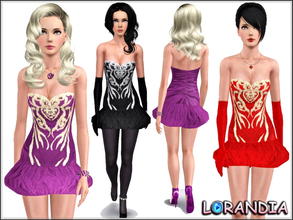 Sims 3 — Embroidered Dress  by LorandiaSims3 — Embroidered Dress, 3 recolorable areas, 3 color variations in the same