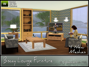 Sims 3 — Biscay Lounge Furniture by Shakeshaft — A small set of 4 lounge objects including a TV Unit, Coffee Table,