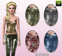 Sims 3 — Metallic Corset For TEEN by Harmonia — 4 Variations. Recolorable