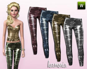 Sims 3 — Luxurious Stretch Pants For TEEN by Harmonia — 4 Variations. Recolorable