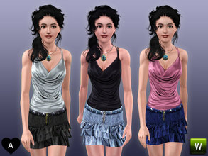 Sims 3 — agapi r - Draped satin top and jeans skirt set by agapi_r — 