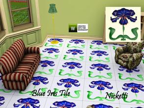 Sims 3 — Blue Iris by nicketti — Floor, art nouveau pattern, blue iris, 1 color, Floor_Tile_BathroomXLarge_Clone