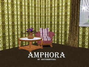 Sims 3 — Amphora by matomibotaki — Pattern in dark brown, green and light yellow, 3 channel, to find under Geometric.