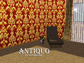 Sims 3 — Antiquo by matomibotaki — Pattern in dark red, beige and light yellow, 3 channel, to find under Abstract.