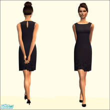 Sims 2 — Bouquet Dress Black by SimDetails — Black sleeveless dress with flowers around the hemline. Categorized as