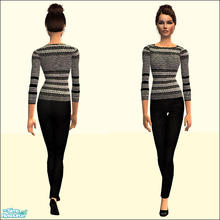 Sims 2 — Striped Pullover & Black Pants by SimDetails — Casual and chic!