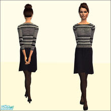 Sims 2 — Striped Pullover & Black Skirt by SimDetails — Casual and chic!