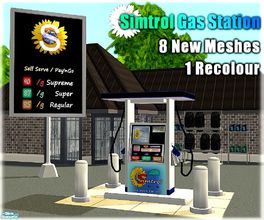Sims 2 — Simtrol Gas Station Set by PureElements — 8 meshes & 1 recolour (Simtrol Oil) Build a gas station to add
