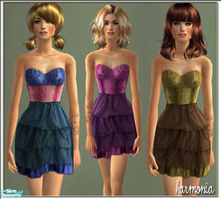 Sims 2 — Ruffle Layer Dress by Harmonia — 3 Charmig Color