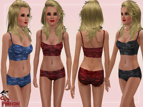 Sims 3 — Lace Lingerie Set by RedCat — 1 Recolorable Pallet. 3 styles. Game Mesh. ~RedCat
