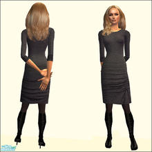 Sims 2 — Dark Grey Stretch Wool Designer Dress  by SimDetails — Luxurious dress in fine dark grey stretch wool. Simple