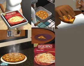 Sims 2 — Digornio Cheese Pizza by TheNinthWave — With custom plate which is required. For all 3 meals of the day. I hope