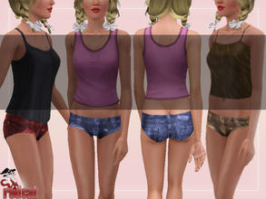 Sims 3 — Mini Shorts by RedCat — 1 Recolorable Pallet. 3 Styles. Game Mesh. ~RedCat