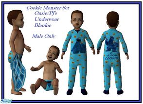 Sims 2 — Cookie Monster Set For Toddlers by sinful_aussie — A cute set for toddlers including a onsie/sleepwear outfit,