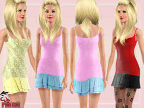 Sims 3 — Colored Silky Dress by RedCat — 2 Recolorable Palette. 3 Styles. Mesh by Liana. ~RedCat