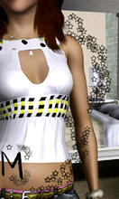 Sims 3 — Summer Top by peachycornbeef2 — Summer top with a colorful front belt pattern. Colors of the top contains white,