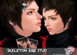 Sims 3 — skeleton ear stud-Juzhitu by juzhitu — It must be show in a relative high quality screenshots. 