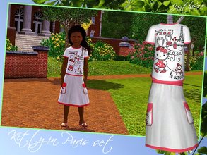 Sims 3 — Kitty in Paris shirt and skirt set by Janthie78 — Just a lovely set of a shirt and a skirt with Kitty in Paris.