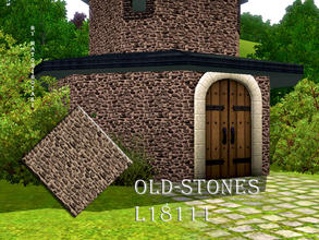Sims 3 — Old-Stones-L18111 by matomibotaki — Stone pattern in dark grey, brown and light beige, 3 channel, to find under