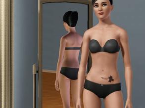 Sims 3 — Angelina Jolie Cross And Latin Phrase Tattoo by shelwass — An Ambitions-style version of Angelina Jolie's