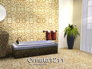 Sims 3 — Ornata1211 by matomibotaki — Tile pattern in red, green and light yellow, 3 channel, to find under Tile/Mosaic.