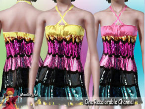 Sims 3 — Rainbow Party Dress by ManGa_Ka92 — y.adult and adult :) Recolorable :) Credits: Made With TSR Workshop 