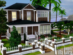Sims 3 — Villa Lora *Furnished* by ayyuff — Fully furnished villa with 4 bedrooms and 2 bathrooms. Pool with palm tree in