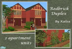 Sims 2 — Redbrick Duplex by -kalisa- — 2 apartment units, rent 1904-1961. Kitchen, bathroom and terrace downstairs, 2