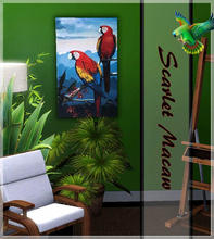 Sims 3 —  Scarlet Macaw by lillka — Scarlet Macaw painting by the artist Jules Scheffer.