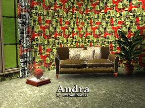 Sims 3 — Andra by matomibotaki by matomibotaki — Abstract pattern in red, dark green and light yellow, 3 channel, to find