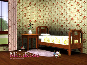 Sims 3 — MiniRose by matomibotaki — Pattern in red, green and light yellow, 3 channel, to find under Theme.