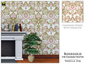 Sims 3 — Rosegold by Vanilla Sim — A striking modern interpretation of a damask design with simple bold shapes in